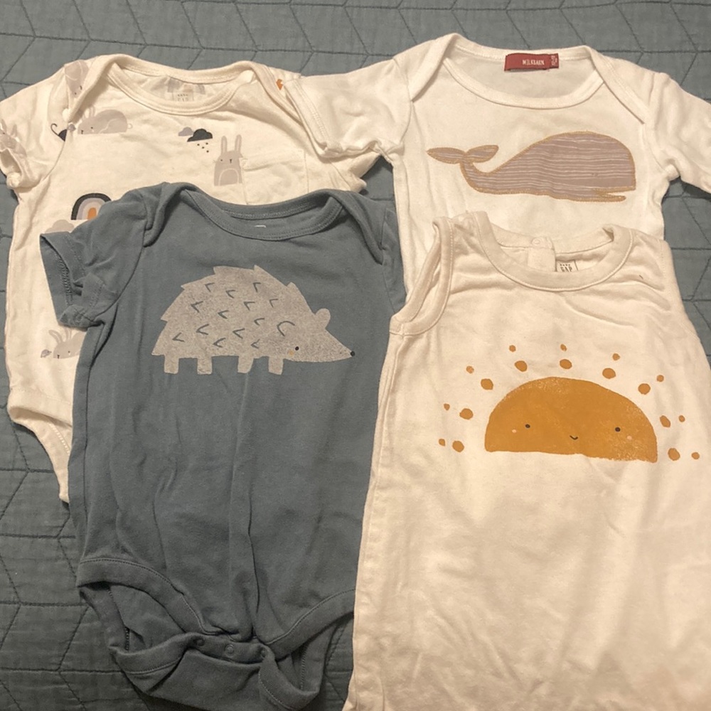 4 adorable 12-18m bodysuits